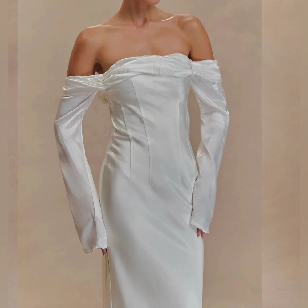 Meshki Giselle Off Shoulder Cowl Neck Maxi Dress White Romantic Formal Gown Sz S - Picture 3 of 10